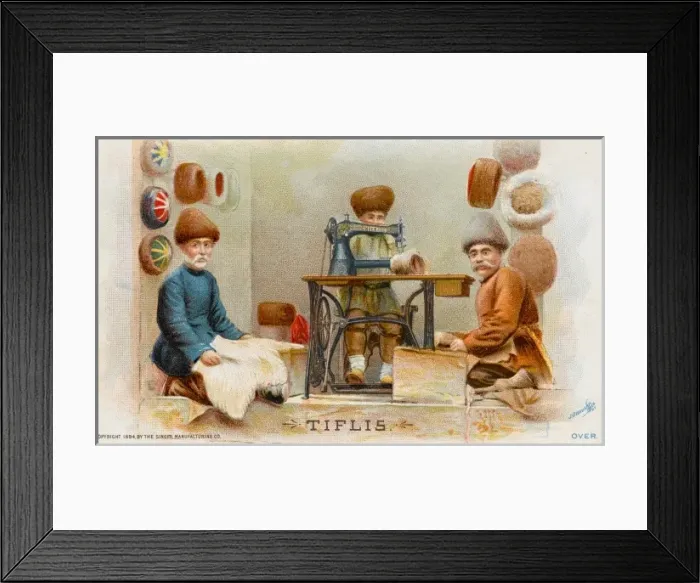 Framed Print : Hatmakers from Georgia using a Singer Sewing Machine Framed Print : Hatmakers from Georgia using a Singer Sewing Machine
