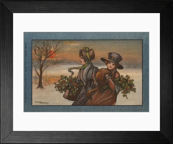 Framed Print : Two ladies in a snowy landscape Framed Print : Two ladies in a snowy landscape