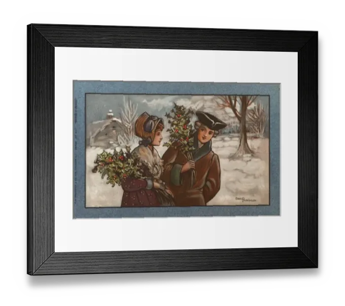 Framed Print : Couple in a snowy landscape Framed Print : Couple in a snowy landscape