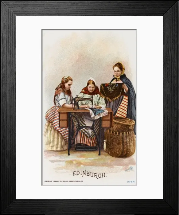 Framed Print : Ladies from Edinburgh using a Singer Sewing Machine Framed Print : Ladies from Edinburgh using a Singer Sewing Machine