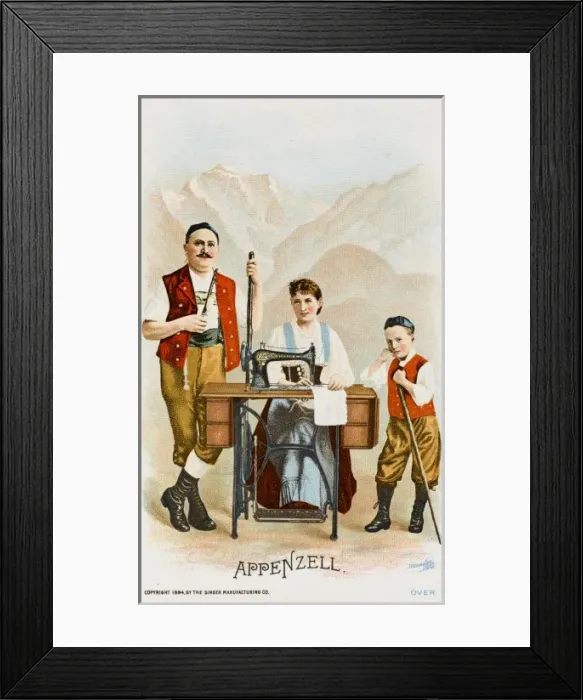 Framed Print : Lady from Appenzell using a Singer Sewing Machine Framed Print : Lady from Appenzell using a Singer Sewing Machine