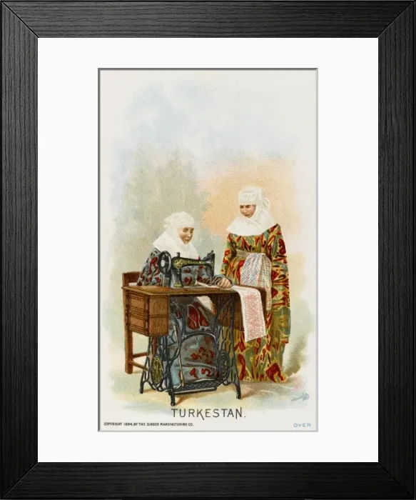 Framed Print : Ladies from Turkestan using a Singer Sewing Machine Framed Print : Ladies from Turkestan using a Singer Sewing Machine