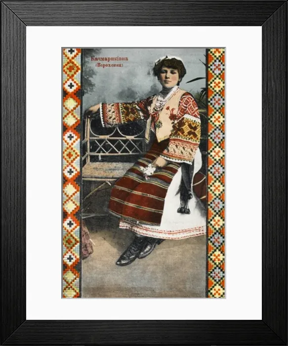 Framed Print : Russian lady in traditional fabric Framed Print : Russian lady in traditional fabric