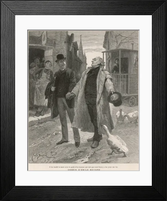 Framed Print : Two men walking through a village Framed Print : Two men walking through a village