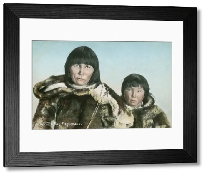 Framed Print : Hudsons Bay Inuit Mother and Daughter Framed Print : Hudsons Bay Inuit Mother and Daughter