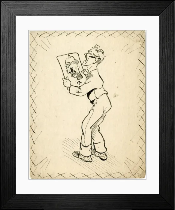 Framed Print : A cartoonist draws the Kaiser by George Ranstead Framed Print : A cartoonist draws the Kaiser by George Ranstead