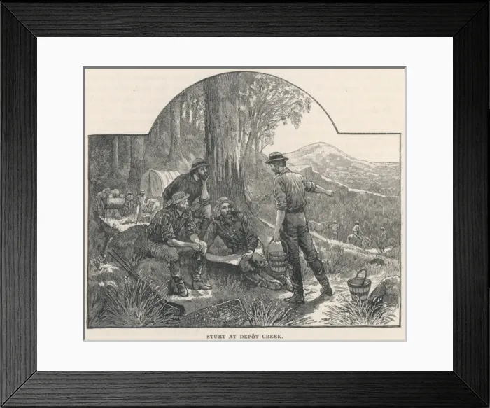 Framed Print : Sturts Explorations in Australia - At Depot Creek Framed Print : Sturts Explorations in Australia - At Depot Creek