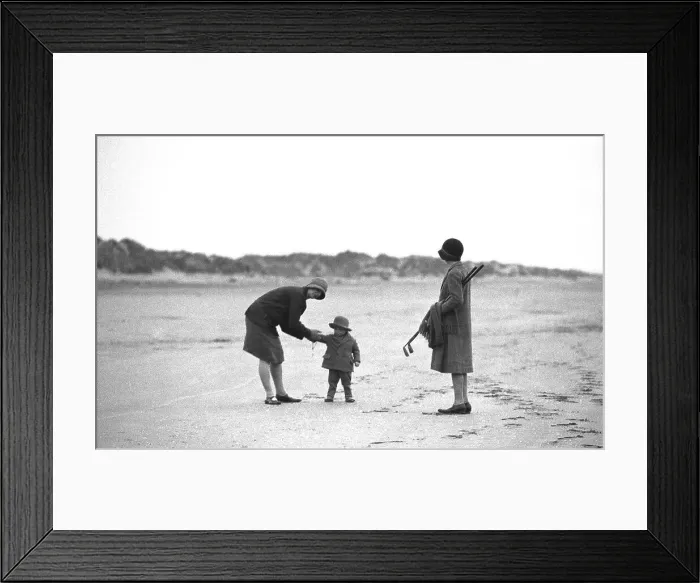 Framed Print : Two women and a child on the beach, Devon Framed Print : Two women and a child on the beach, Devon