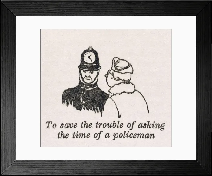 Framed Print : Asking policeman time / W H Robinson Framed Print : Asking policeman time / W H Robinson
