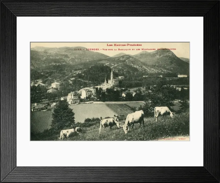 Framed Print : Lourdes, France - View of the town and Basilica Framed Print : Lourdes, France - View of the town and Basilica