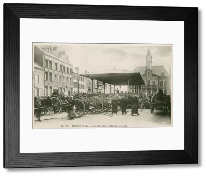 Framed Print : Berck, France - Market and Hotel de Ville Framed Print : Berck, France - Market and Hotel de Ville