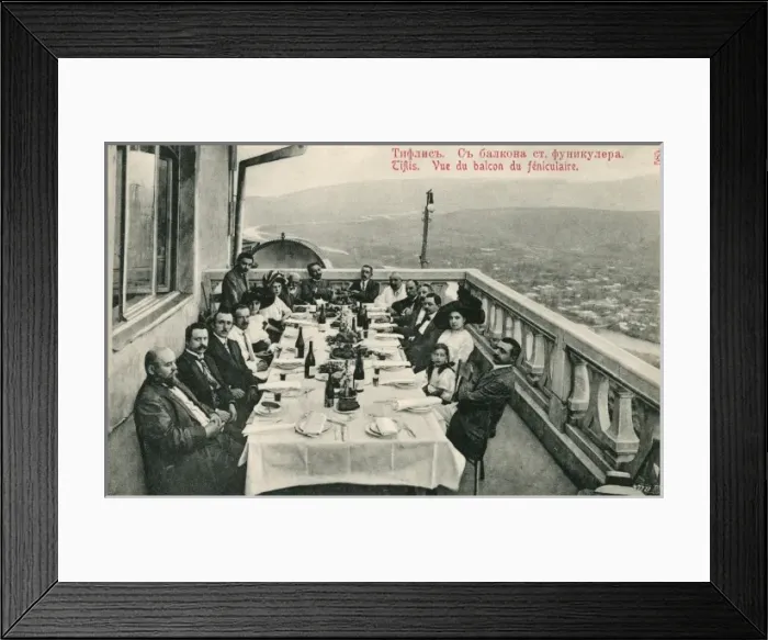 Framed Print : Tbilisi - Lunch on the Balcony of the Funicular Railway Stat Framed Print : Tbilisi - Lunch on the Balcony of the Funicular Railway Stat