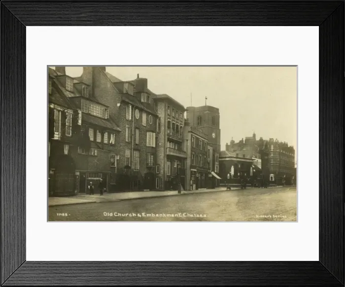 Framed Print : Chelsea Old Church and the Embankment, London Framed Print : Chelsea Old Church and the Embankment, London