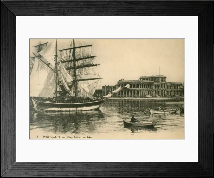 Framed Print : Port Said, Egypt - Navy House and sailing ship Framed Print : Port Said, Egypt - Navy House and sailing ship