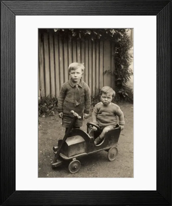 Framed Print : Two brothers and their Go-cart Framed Print : Two brothers and their Go-cart