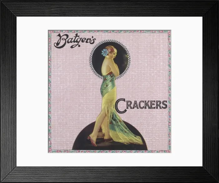 Framed Print : Batgers Crackers label Framed Print : Batgers Crackers label