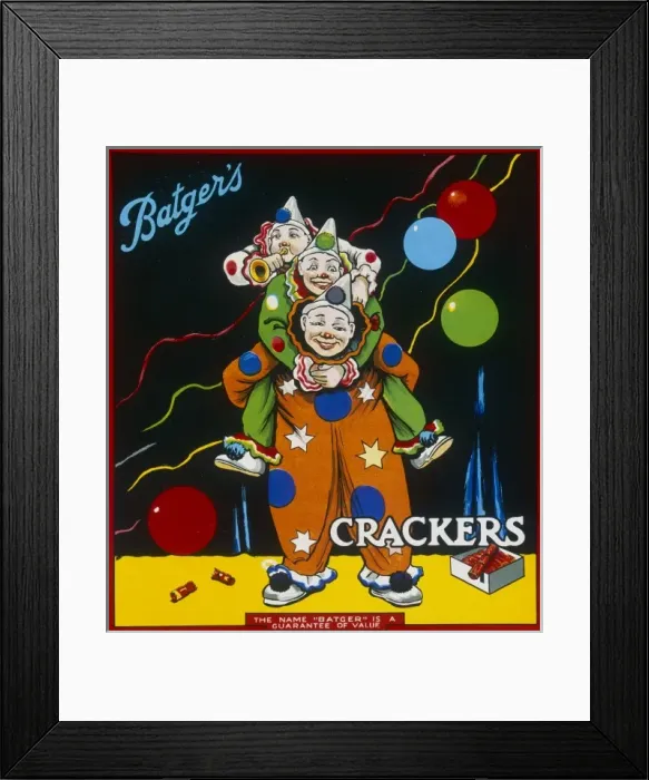 Framed Print : Batgers Christmas crackers box label Framed Print : Batgers Christmas crackers box label