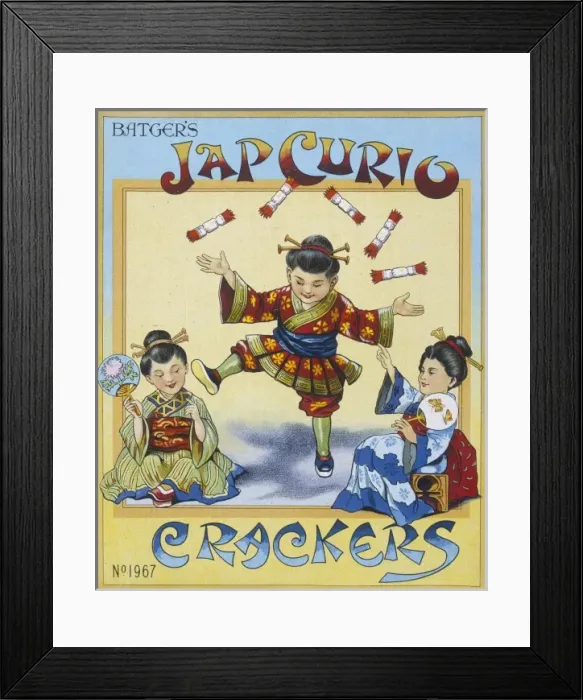 Framed Print : Christmas Crackers box label Framed Print : Christmas Crackers box label
