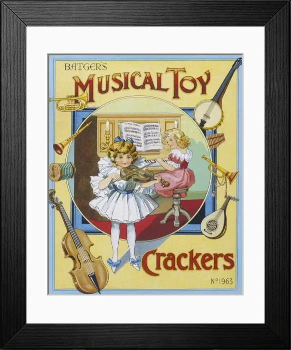 Framed Print : Christmas Crackers box label Framed Print : Christmas Crackers box label