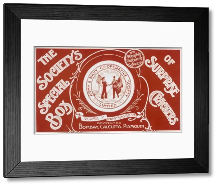 Framed Print : Christmas Cracker box label