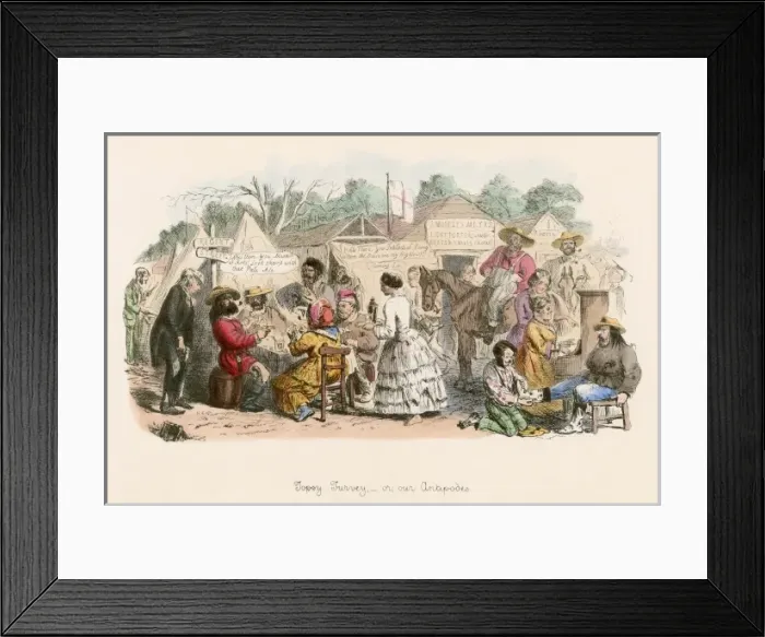 Framed Print : Topsy turvy 1854  /  Leech