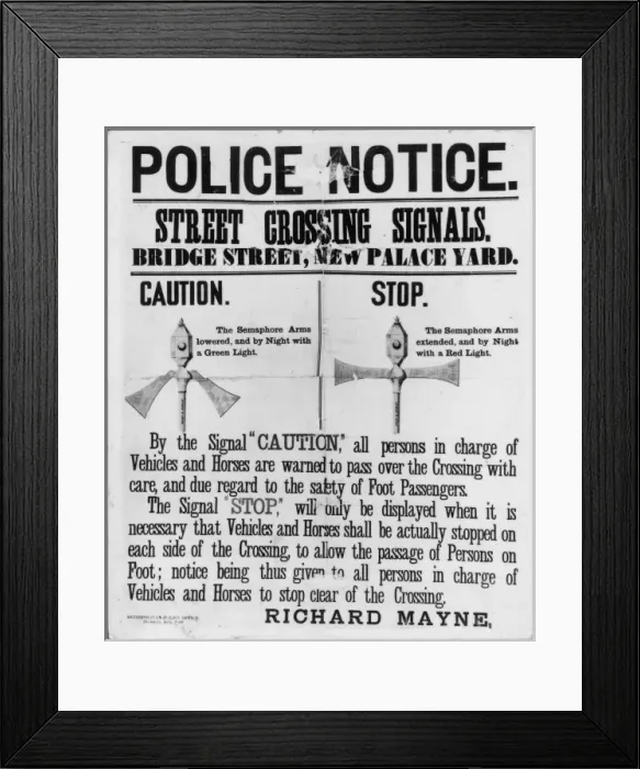 Framed Print : Police Notice -- Street Crossing Signals Framed Print : Police Notice -- Street Crossing Signals