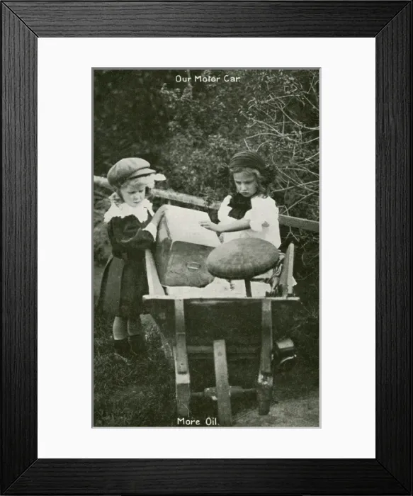 Framed Print : Children play with pretend Motor Car Framed Print : Children play with pretend Motor Car