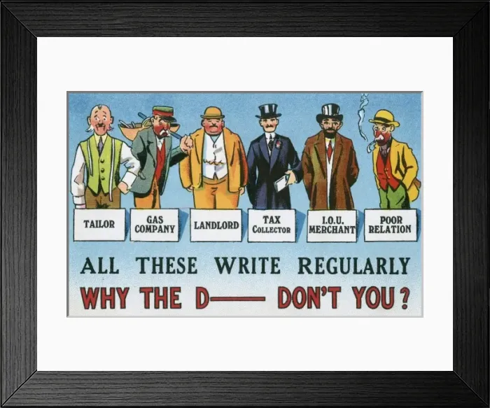 Framed Print : Spur to a guilty conscience - not writing to friends Framed Print : Spur to a guilty conscience - not writing to friends