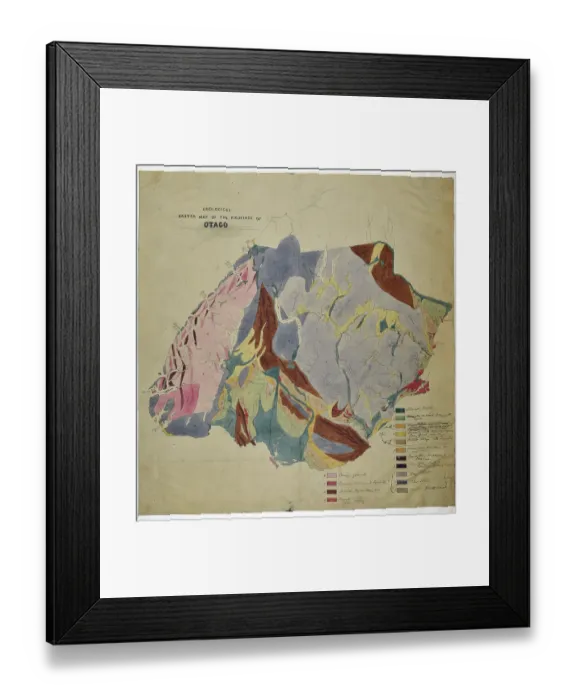 Framed Print : Map of Otago, New Zealand (Hector, 1862-1864) Framed Print : Map of Otago, New Zealand (Hector, 1862-1864)