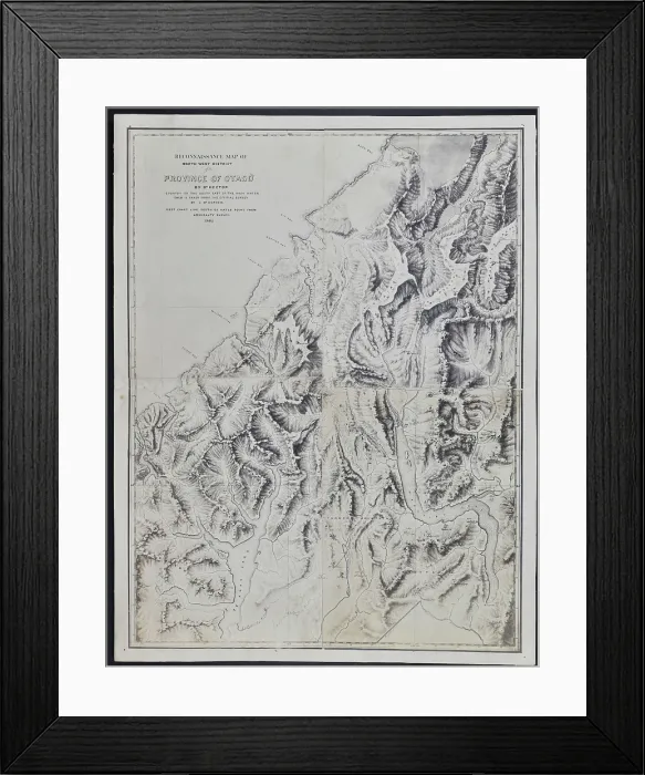 Framed Print : Map of the north west district of Otago, New Zealand Framed Print : Map of the north west district of Otago, New Zealand