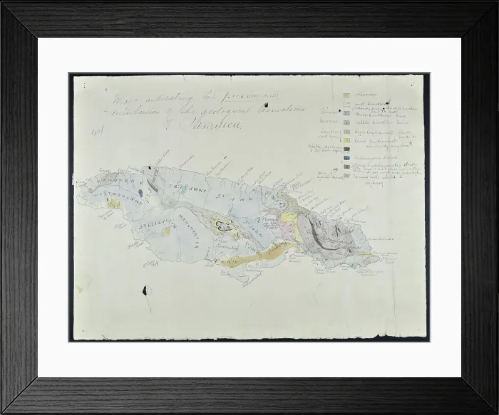 Framed Print : Map of Jamaica (Wall, 1864) Framed Print : Map of Jamaica (Wall, 1864)