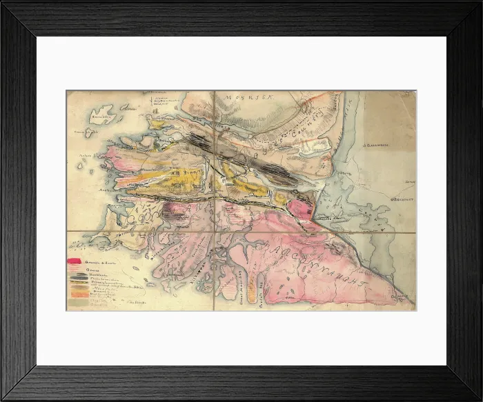 Framed Print : Geological Map of Connemara, Ireland (Nimmo, c.1813) Framed Print : Geological Map of Connemara, Ireland (Nimmo, c.1813)