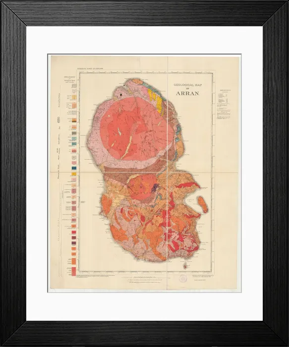 Framed Print : Geological Map of Arran (The Survey, 1910) Framed Print : Geological Map of Arran (The Survey, 1910)