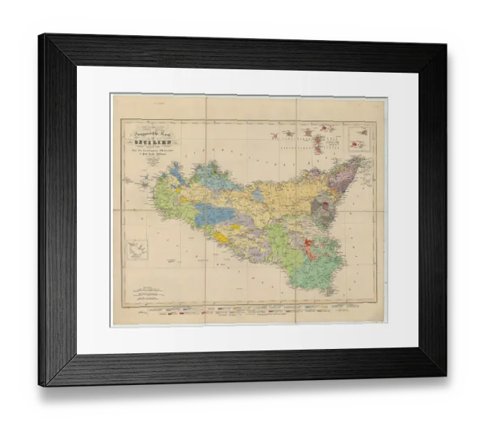 Framed Print : Geognostische Karte Sicilien (Hoffmann, 1839) Framed Print : Geognostische Karte Sicilien (Hoffmann, 1839)