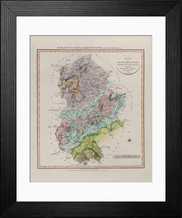 Framed Print : Geological Map of Bedfordshire (William Smith, 1820) Framed Print : Geological Map of Bedfordshire (William Smith, 1820)
