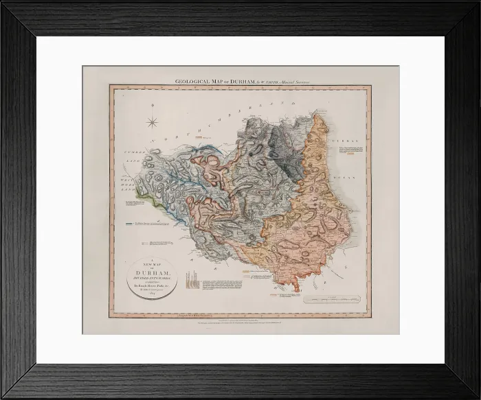 Framed Print : Geological Map of Durham (William Smith, 1824) Framed Print : Geological Map of Durham (William Smith, 1824)