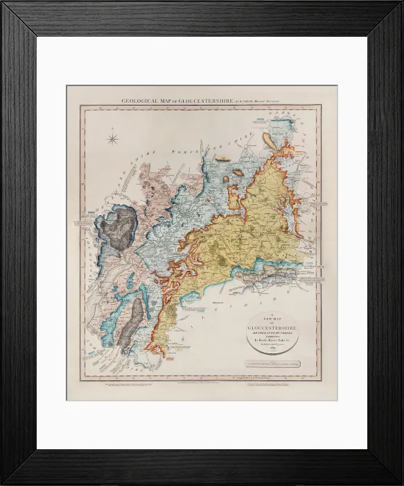 Framed Print : Geological Map of Gloucestershire (William Smith, 1819) Framed Print : Geological Map of Gloucestershire (William Smith, 1819)