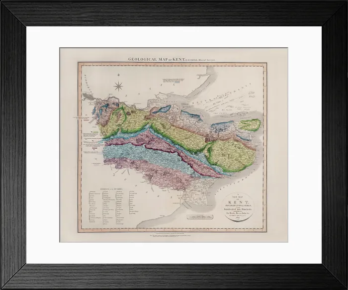 Framed Print : Geological Map of Kent (William Smith, 1819) Framed Print : Geological Map of Kent (William Smith, 1819)