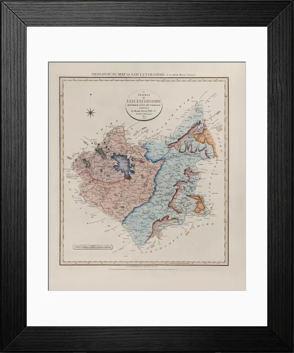 Framed Print : Geological Map of Leicestershire (William Smith, 1822) Framed Print : Geological Map of Leicestershire (William Smith, 1822)