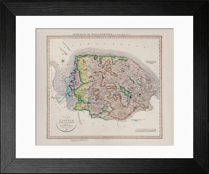 Framed Print : Geological Map of Norfolk (William Smith, 1819) Framed Print : Geological Map of Norfolk (William Smith, 1819)