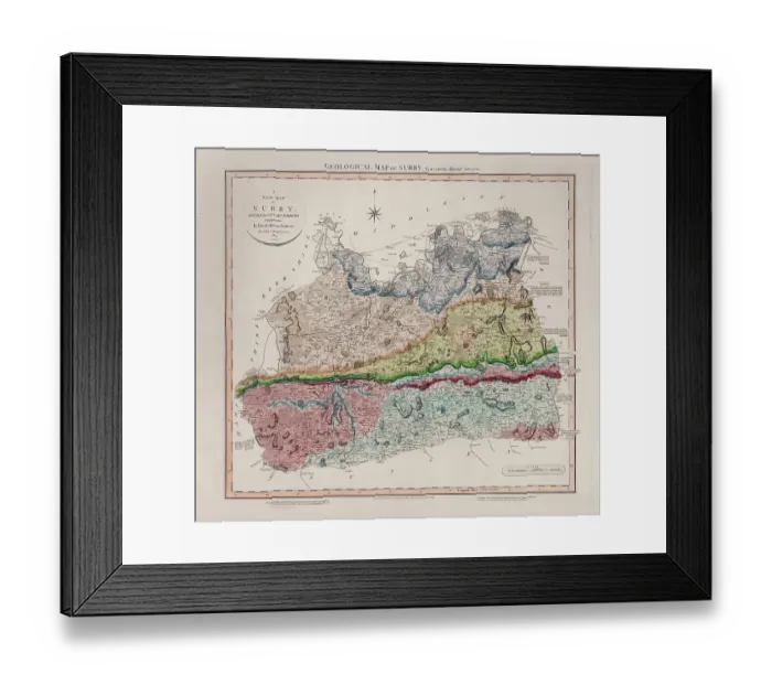 Framed Print : Geological Map of Surry (William Smith, 1819) Framed Print : Geological Map of Surry (William Smith, 1819)