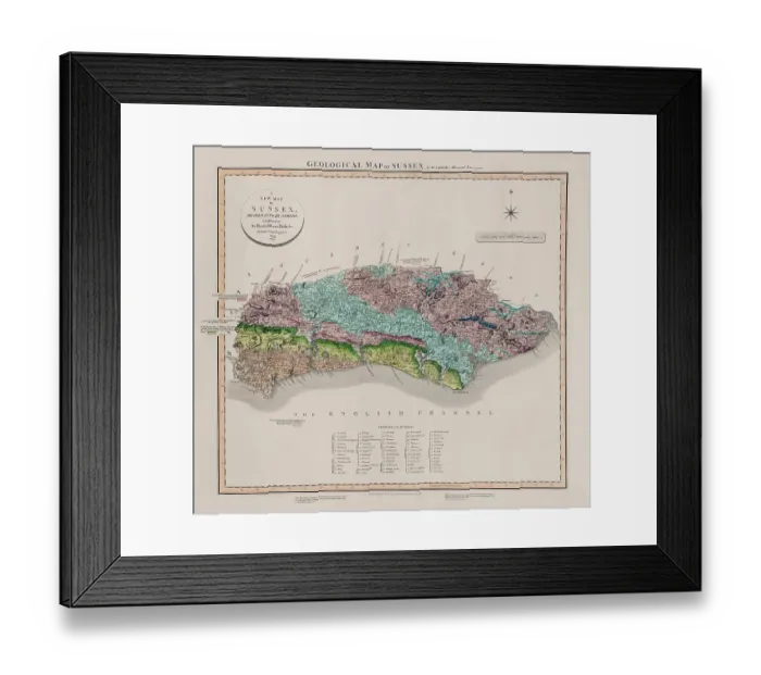 Framed Print : Geological Map of Sussex (William Smith, 1819) Framed Print : Geological Map of Sussex (William Smith, 1819)