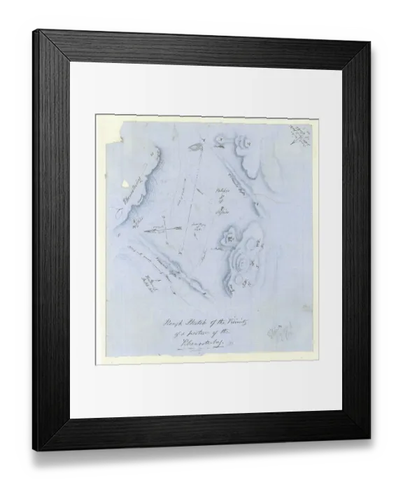 Framed Print : Sketch map of the Rhenosterberg, South Africa (Stow, 1858) Framed Print : Sketch map of the Rhenosterberg, South Africa (Stow, 1858)