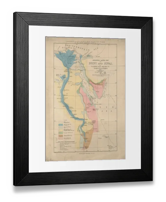 Framed Print : Geological Sketch Map of Egypt and Sinai (Topley 1888) Framed Print : Geological Sketch Map of Egypt and Sinai (Topley 1888)
