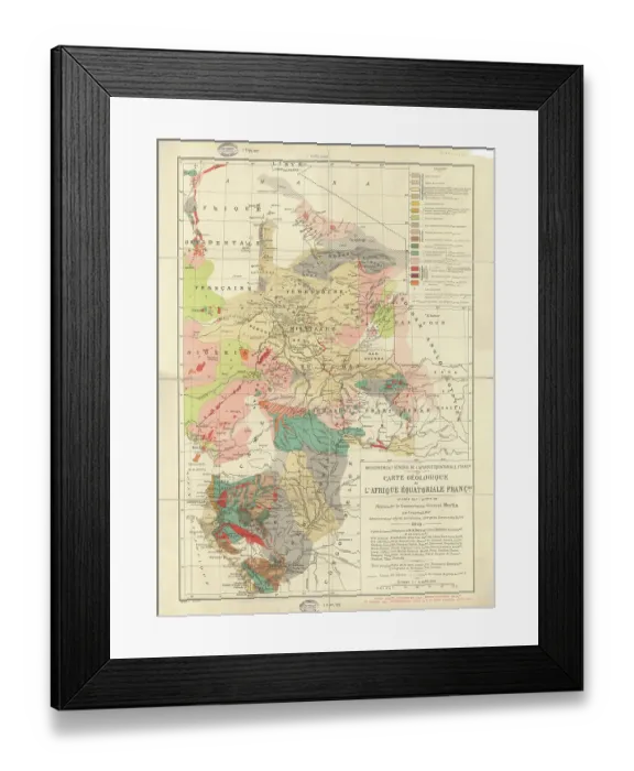 Framed Print : Carte geologique de l'Afrique Equatoriale Francaise Framed Print : Carte geologique de l'Afrique Equatoriale Francaise