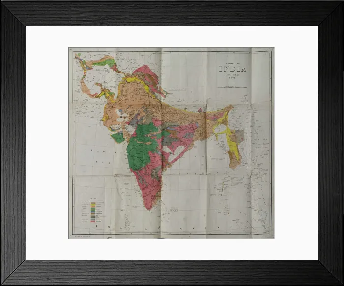 Framed Print : Geological Map of India (Geological Survey of India, 1891) Framed Print : Geological Map of India (Geological Survey of India, 1891)