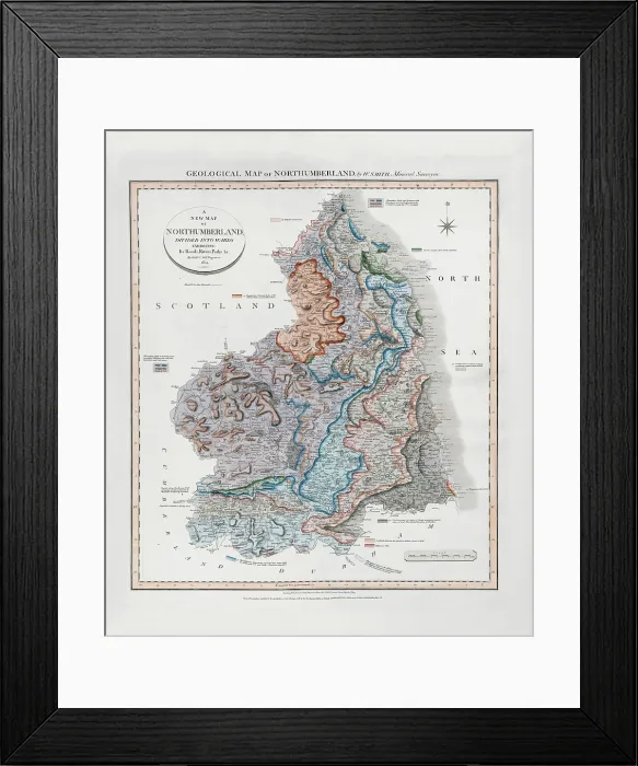 Framed Print : Geological Map of Northumberland (William Smith, 1824) Framed Print : Geological Map of Northumberland (William Smith, 1824)