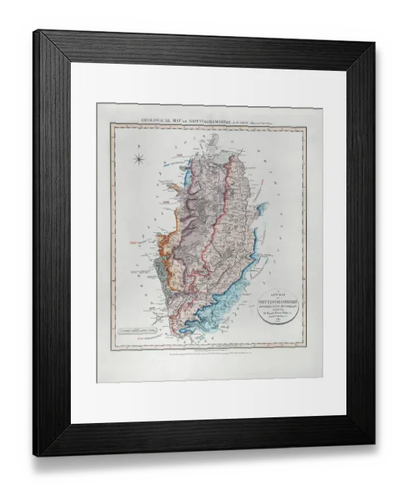 Framed Print : Geological Map of Nottinghamshire (William Smith, 1821) Framed Print : Geological Map of Nottinghamshire (William Smith, 1821)