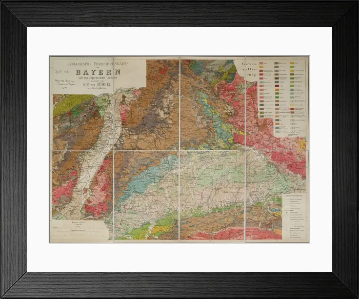 Framed Print : Geologische Ubersichtskarte von Bayern Framed Print : Geologische Ubersichtskarte von Bayern
