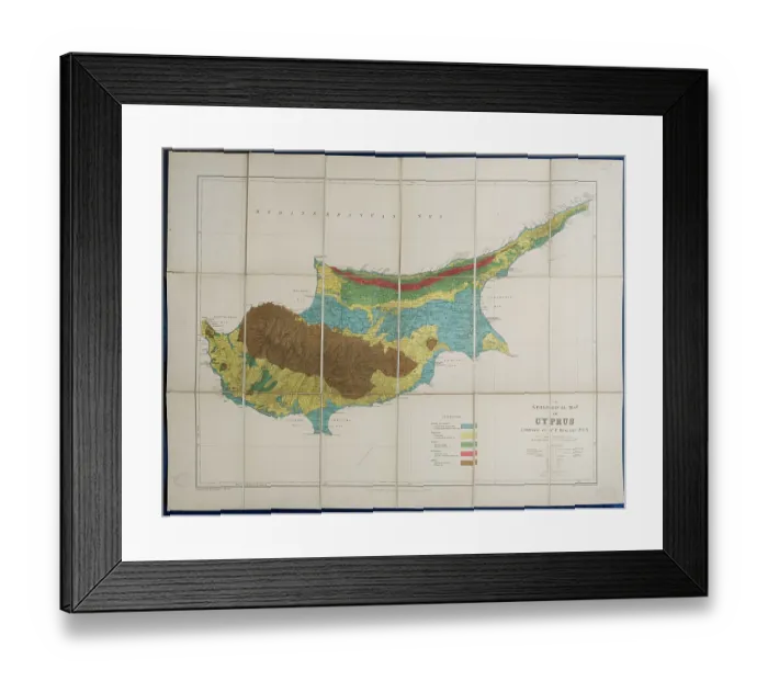 Framed Print : Geological map of Cyprus (Bellamy, 1905) Framed Print : Geological map of Cyprus (Bellamy, 1905)